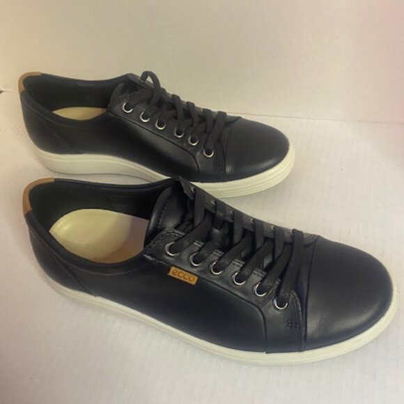 ECCO soft 7 DANISH DESIGN BLACK LEATHER Women's Sneakers, Size 7-7.5M - Picture 4 of 7